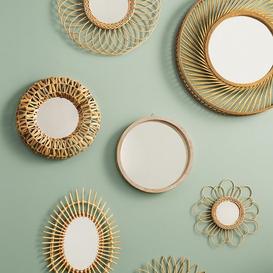 Miroir "Fleur" rotin D38cm