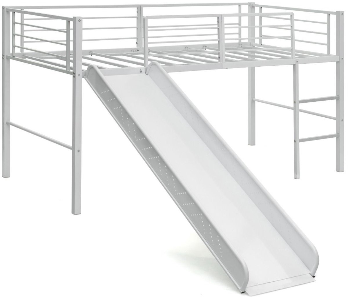 GranMaison Bedhuisje - Kinderbed - Peuterbed - Vloerbed - Met Uitvalbeveiliging - Met glijbaan - 198 × 96 × 109 cm - Bedbank - Exclusief Matras – Wit