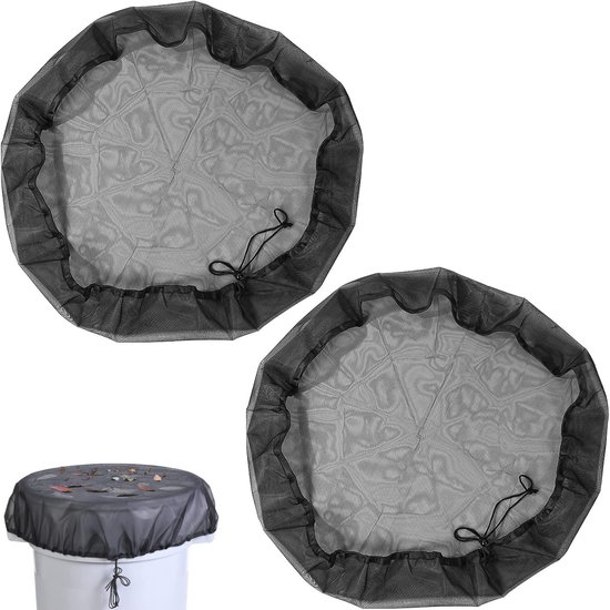 Foto: 2 stuks regentonhoes 95 cm gaas regentonhoes gaas wateropvangtonhoes met trekkoord bladfilter regentonhoes insectenhor regentonhoes geschikt om te voorkomen dat bladeren vuil en kleine voorwerpen in de regenton vallen zwart 