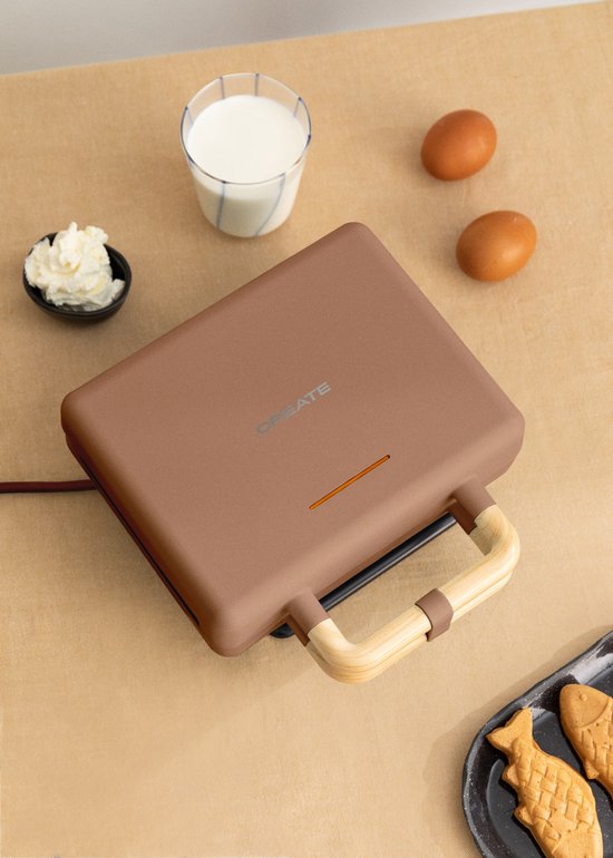 CREATE - Tosti-ijzer, grill en wafelijzer met verwisselbare platen - Mokka - Dubbel - STONE STUDIO van CREATE — afbeelding 4