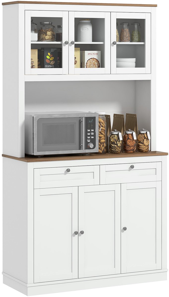 HOMCOM-Keukenkast-MDF-100x40x180cm-Wit