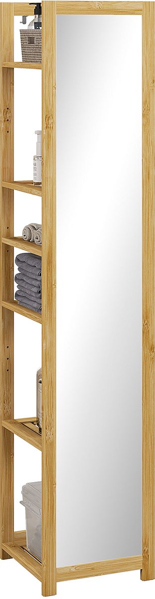 HOMCOM-Spiegel op ware grootte-Bamboe-35x35x168cm-Natuurlijk hout