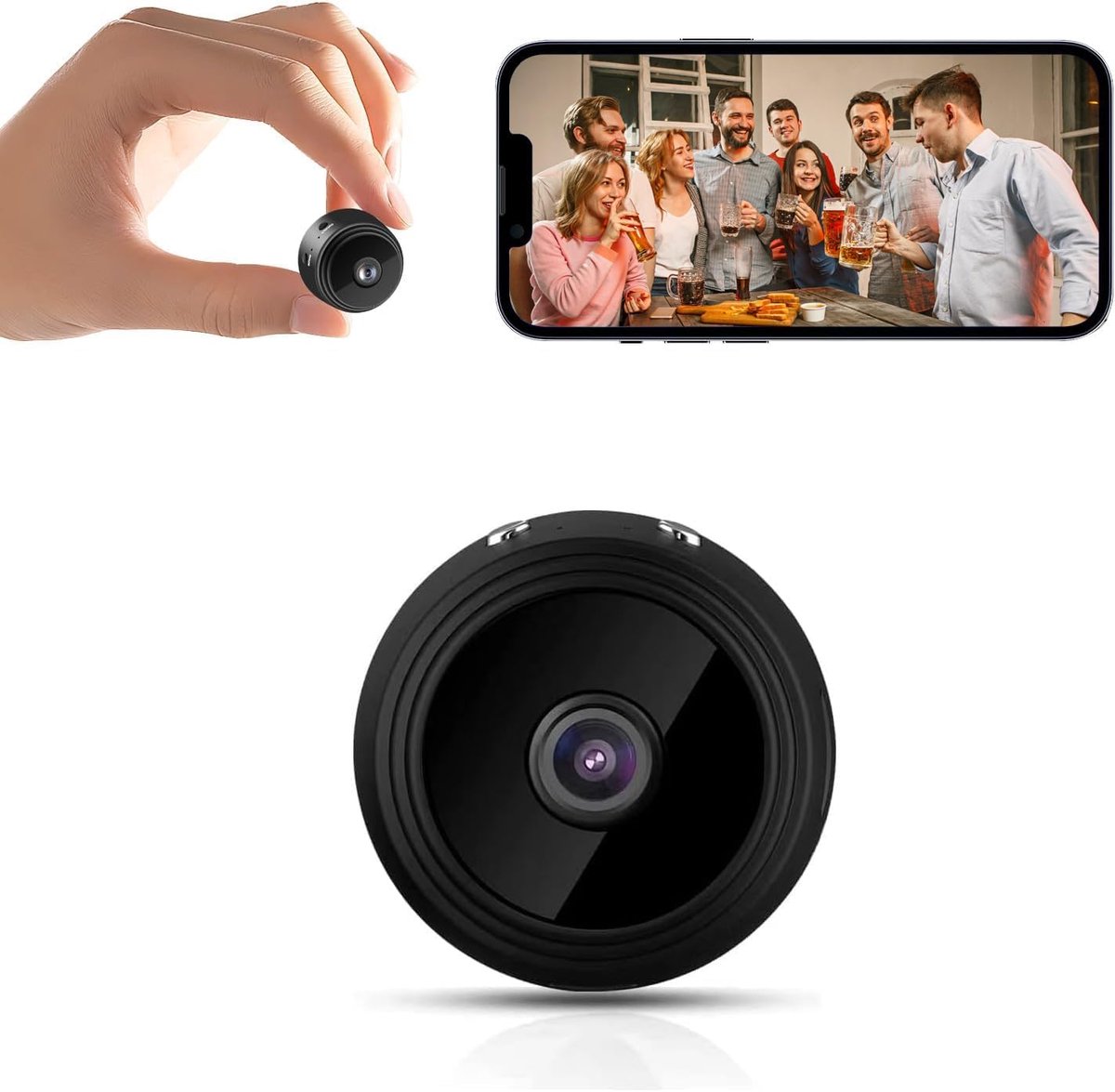 GigicialUltramini-zakcamera - 1080P Hd-video En 150° Groothoek - Bewegingsdetectie Met Nachtzicht Tot 5 Meter - 1 - Voor Thuis En Kantoor Zwart