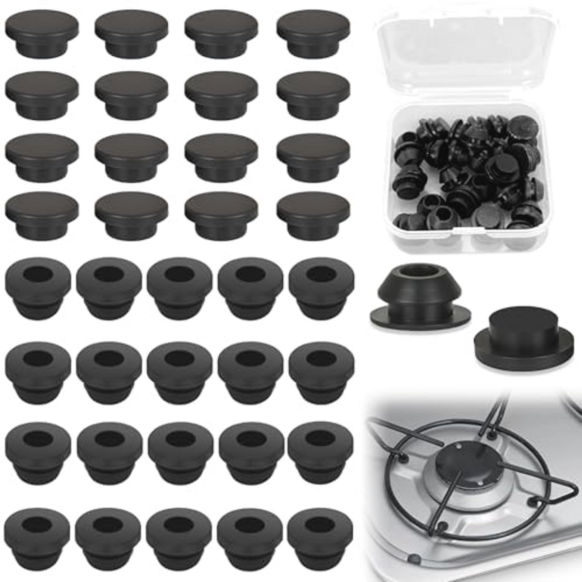 Siliconen rubberen afsluitdoppen - 36 stuks
