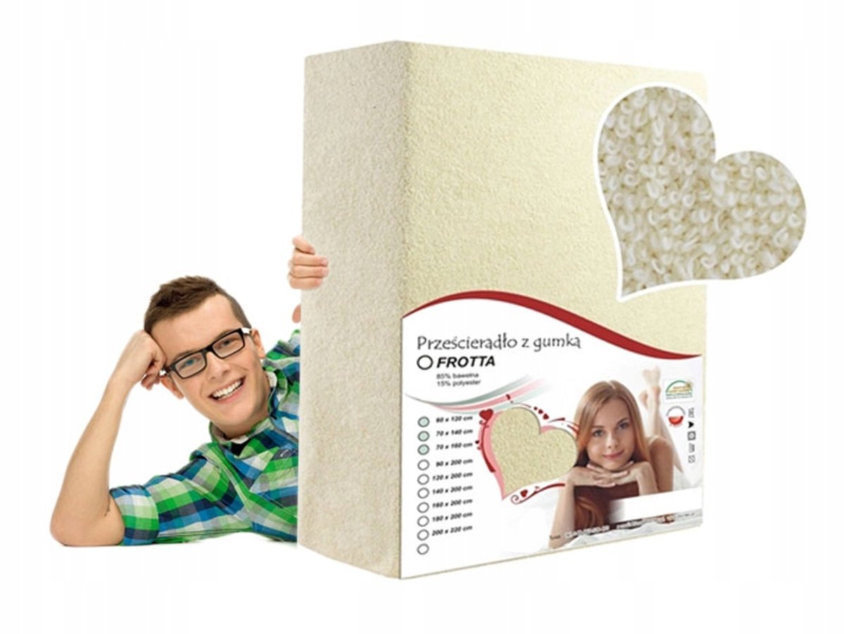Terry Hoeslaken met Elastiek 80x180 cm - Ecru