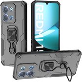 MobyDefend Hoesje - Geschikt voor Xiaomi Redmi 15C 4G - Dubbelgelaagde Pantsercase Met Standaard - Zwart