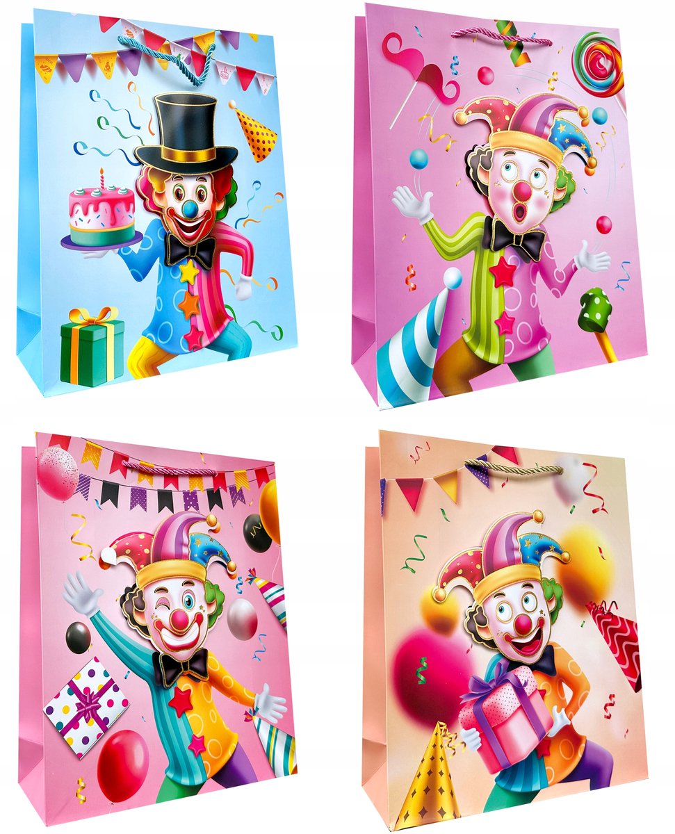 Decoratieve Cadeautas Clown 26x32x10,5cm - 1 Stuk