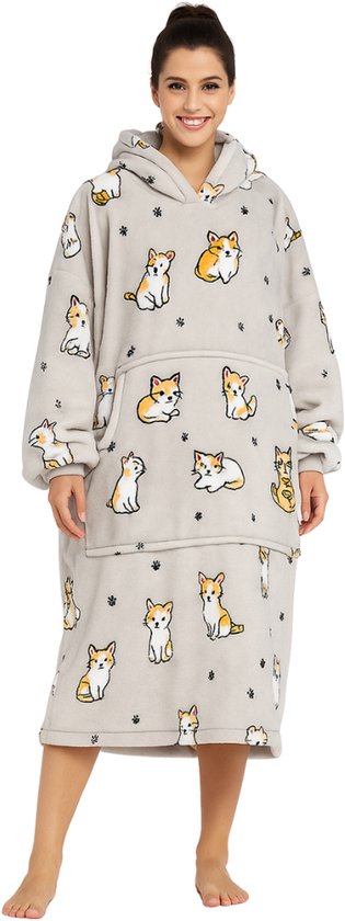 Muster Verfügbar: Winter Oversize Hoodie Decke, Fleece Sweatshirt mit Karo Kapuz