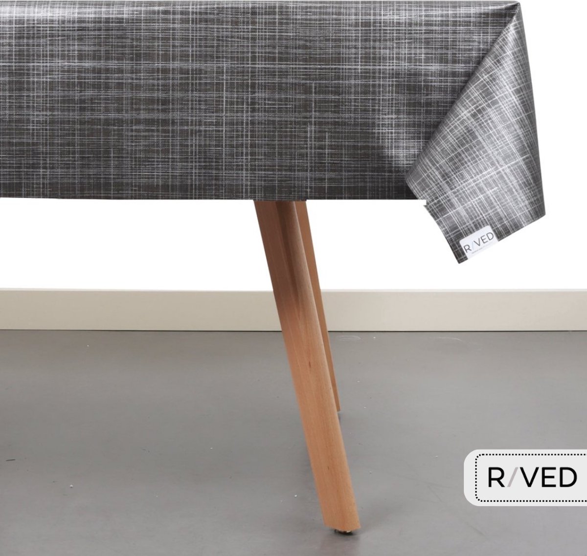 Raved – Tafelzeil Linnen Look 140 cm × 300 cm – Donker Grijs – PVC Afwasbaar