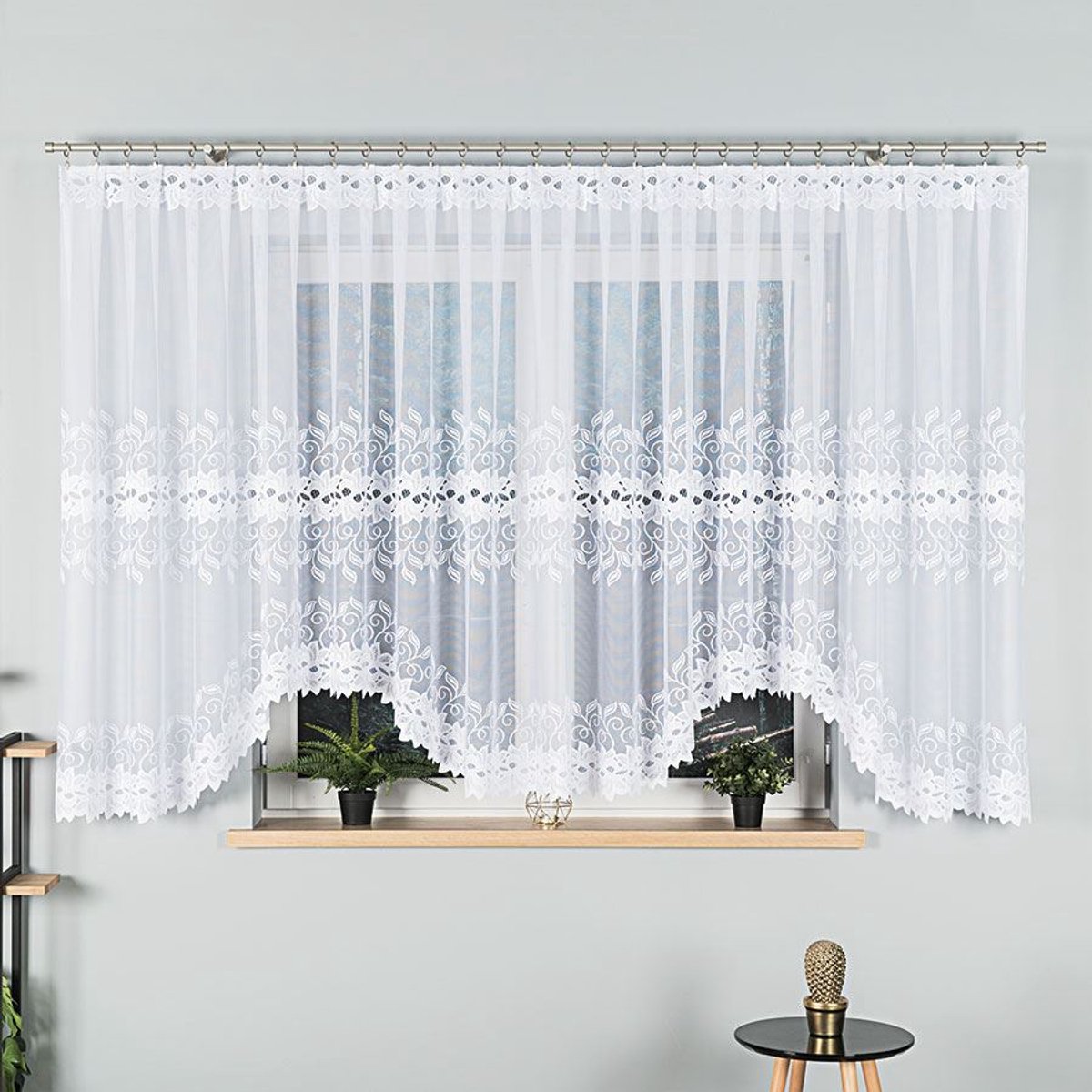 Markizeta BASTIA - Kant en Klare Jacquard Gordijn - 500x160 cm - Decoratief Wit