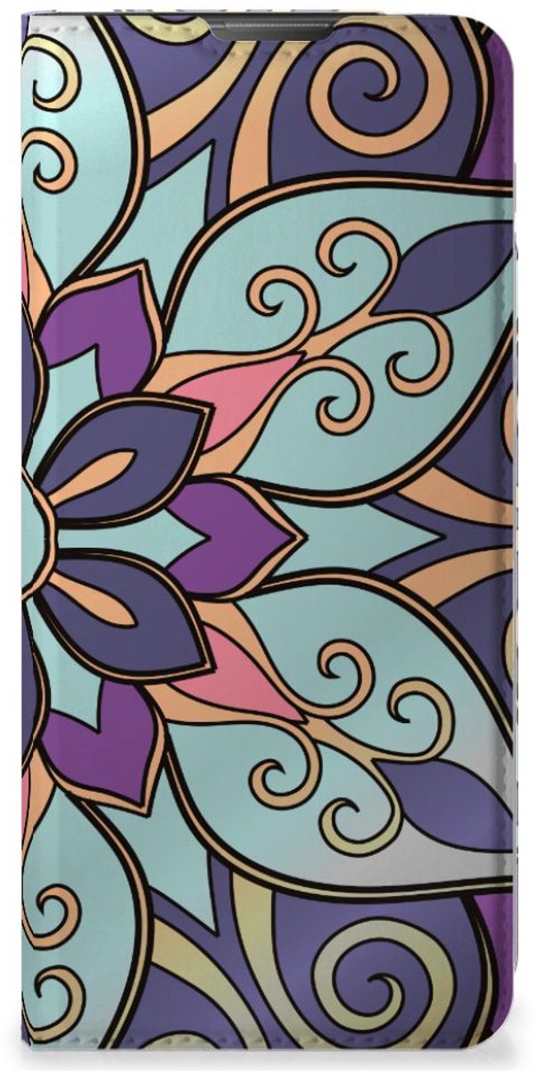Book Case voor Motorola Moto E20 Smart Cover Purple Flower