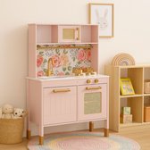 Maxx Kidz - Houten Speelgoed Keuken Roze en Goud - Moderne Speelkeuken - Roze keukentje met Accessoires - Speelgoedkeuken