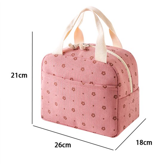 10 Liters - Geïsoleerde Kleine Koeltas - Herbruikbare Lunch Tas voor Werk, School, Picknick, Reizen - Roze Bloemen van Merkloos — afbeelding 4