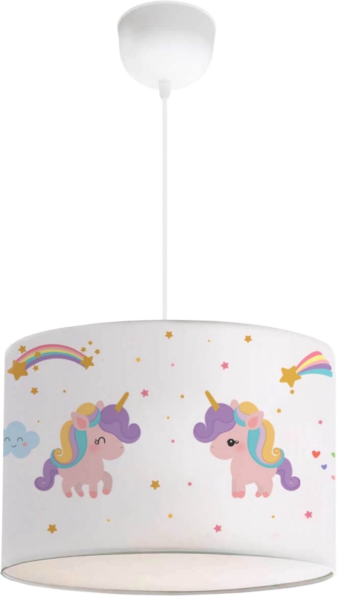 Kinder hanglamp Rugby wit met eenhoornmotief lux.pro