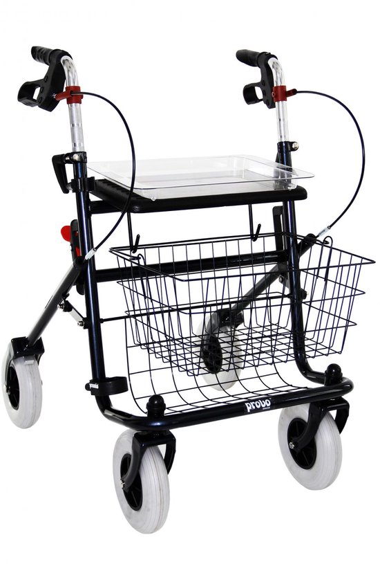 Premis Provo 2e Generatie Rollator – Lichtgewicht & Inklapbaar – Stevige Rollator met Zitje, Mandje & Remmen – Max. 120 kg – Metallic Zwart