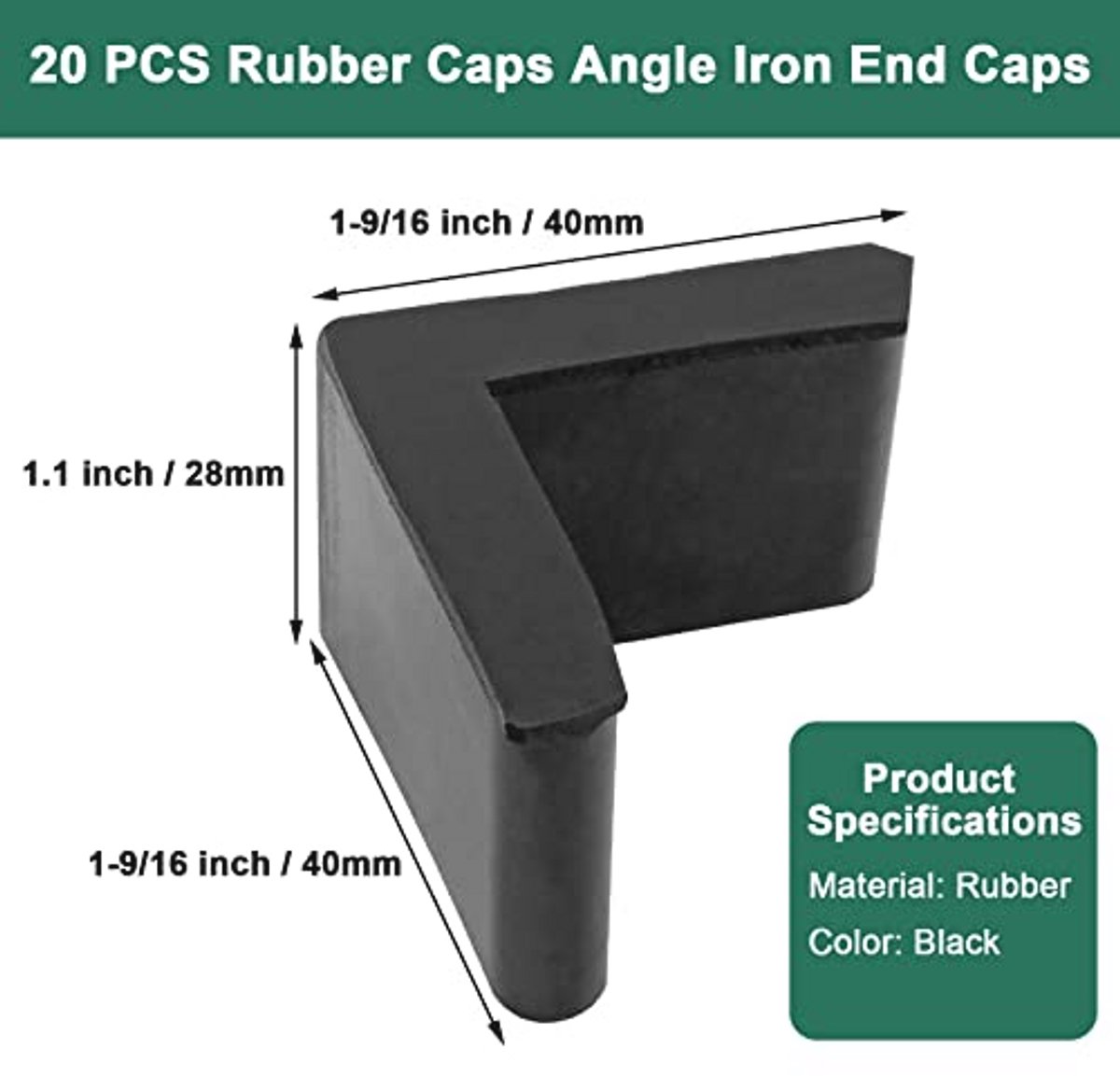 Rubberen Hoekijzeren Eindkappen - 20 Stuks 1-9/16 inch Meubel Voetpads