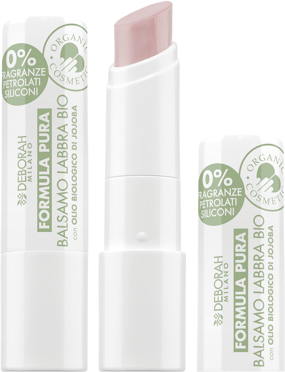 Deborah Milano Formula Pura Bio, Lippenbalsem, Kleurloos, Vrouwen, Universele huid, Jojobaolie, Hydraterend, Voedend, Verzachtend