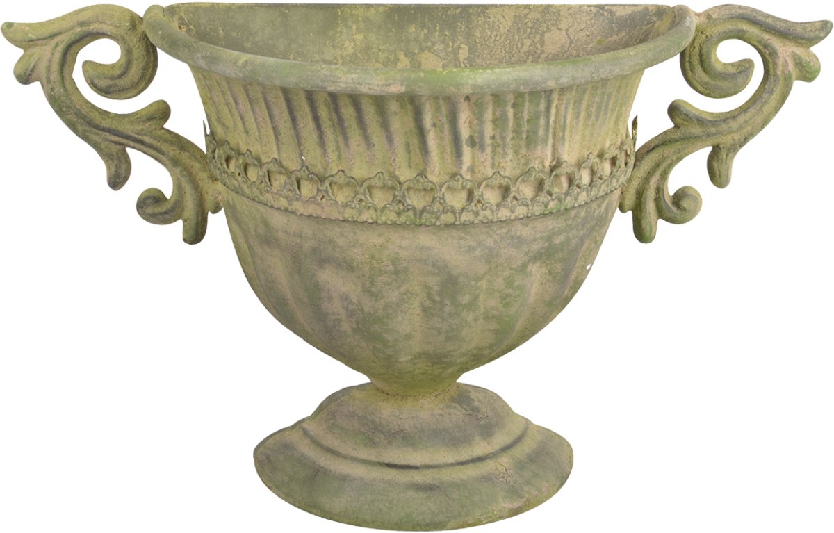 Esschert Design Aged Metal Green muur vaas L 35,9 x D 12,2 x H 22,1
