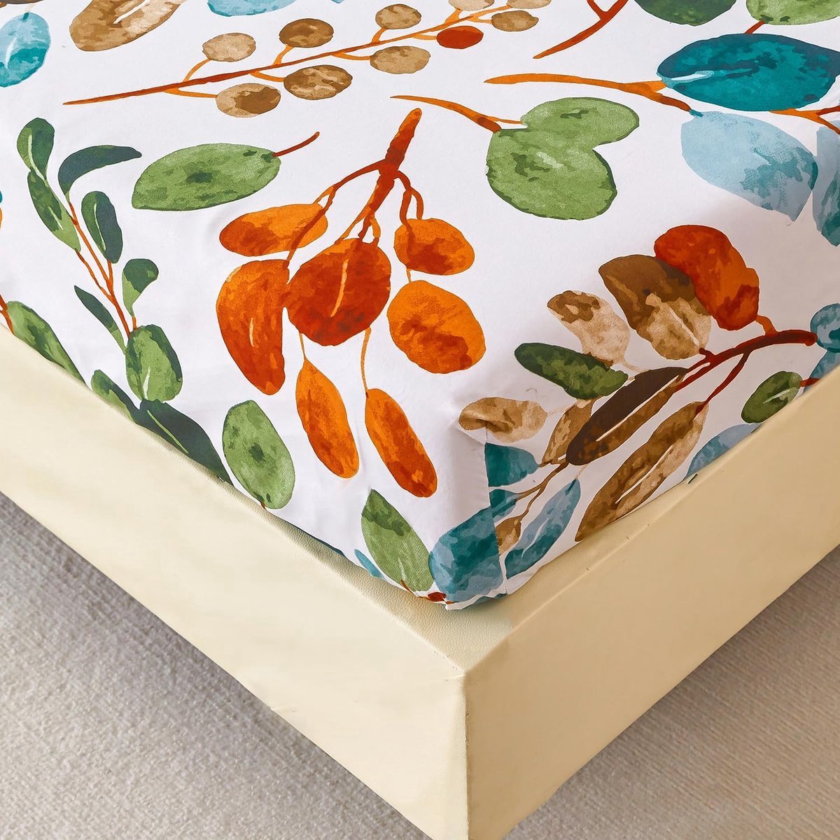 Stunq® Fitted Sheet 180 x 200 cm met Kleurrijk Voorjaars Bloemenpatroon tot 30 cm Matrashoogte