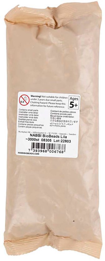 BioBeads de NABBI, violet, dim. 5x5 mm, diamètre intérieur 2,5 mm, moyen, 1000 pcs / 1 boîte