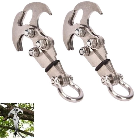 Foto: 2 stuks grappling hook climbing claw gravity grappling hook klimhaak grappling zwaartekracht haak voor buiten klimmen reddingsklauw survival bergbeklimmen zilver 8 5 4 5cm