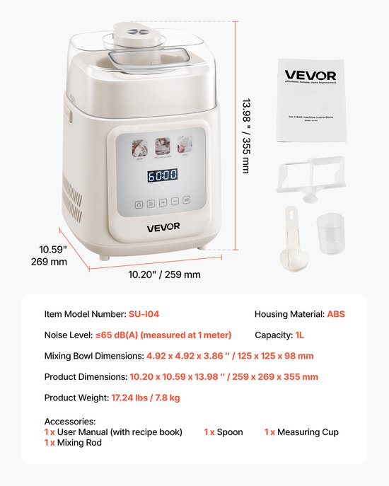 VEVOR Automatische Ijsmachine 1L met Ingebouwde Compressor, Geen Voorvriezen Nodig van Merkloos — afbeelding 2