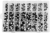 Condensatorset met 400 stuks, diverse waarden, elektrolytische en aluminium condensatoren, 6,3V-50V, 1uF - 1000uF.