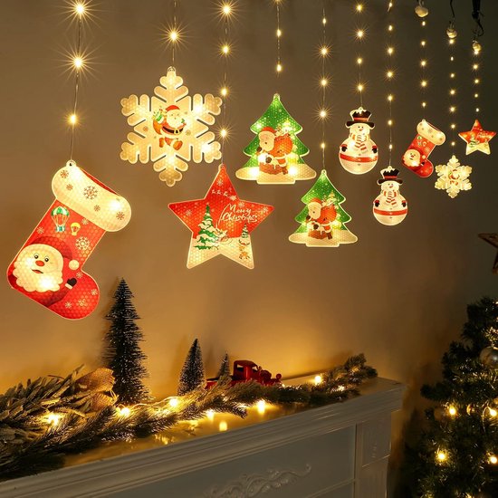 LED Streng met 5 transparante acryl sneeuwvlokken van 50cm, 4m br, 60