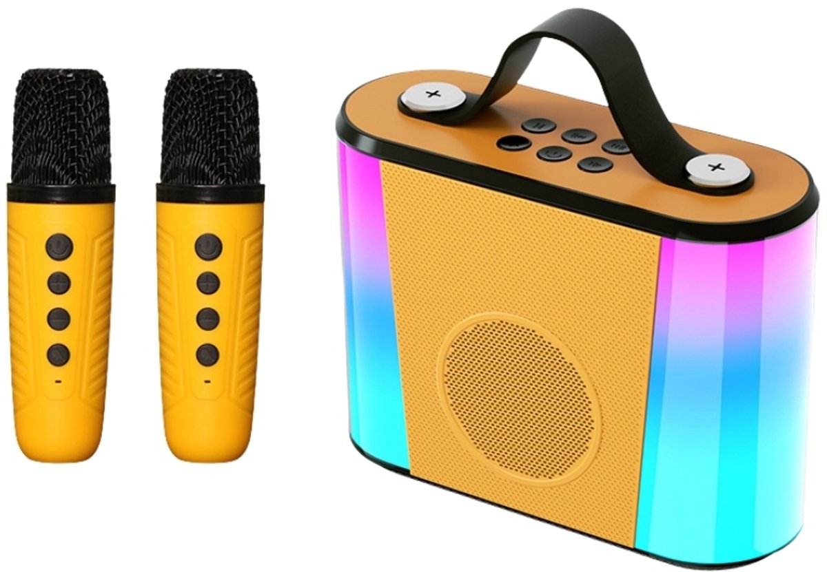Fivesquare HaloGlow Karaoke Speaker – 5W Bluetooth Karaoke Speaker met Draadloze Microfoon & RGB Halo Licht Oranje