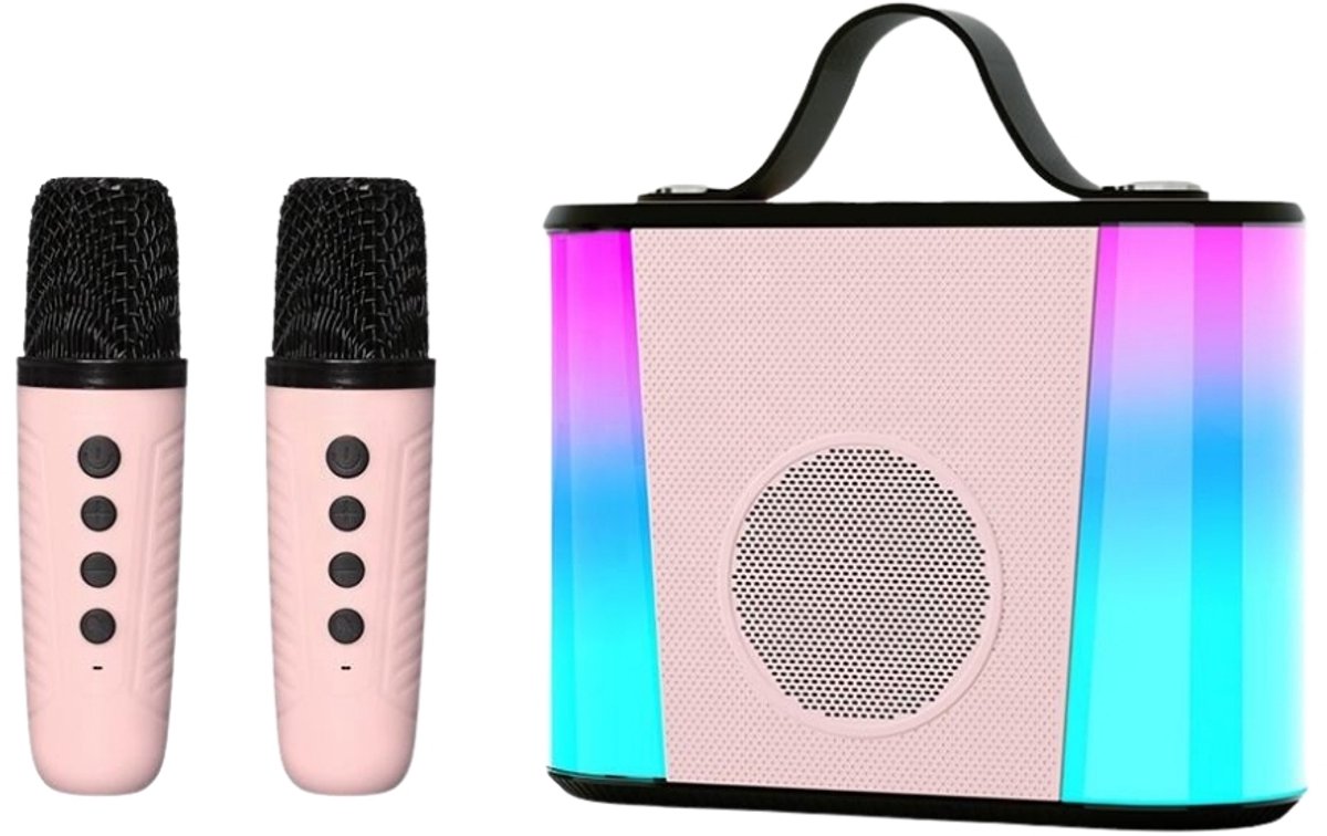 Fivesquare ColorBeat Karaoke Speaker – Bluetooth 5.3 Karaoke Speaker met 2 Draadloze Microfoons, 5W Geluid & RGB ColorBeat Licht