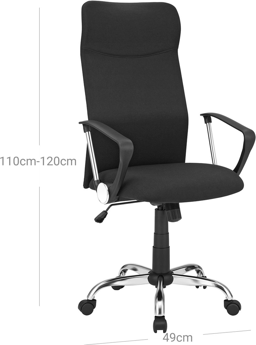 Bureaustoel Ergonomische Draaistoel Zwart met Verstelbare - afbeelding 3