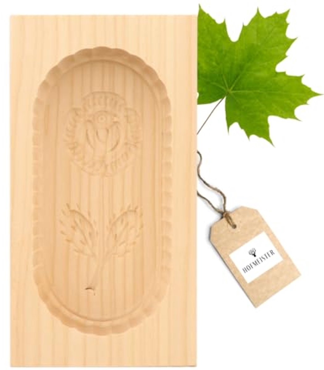 Decoratieve Botervorm voor 250g Boter - Handgesneden Esdoornhout - 19 cm