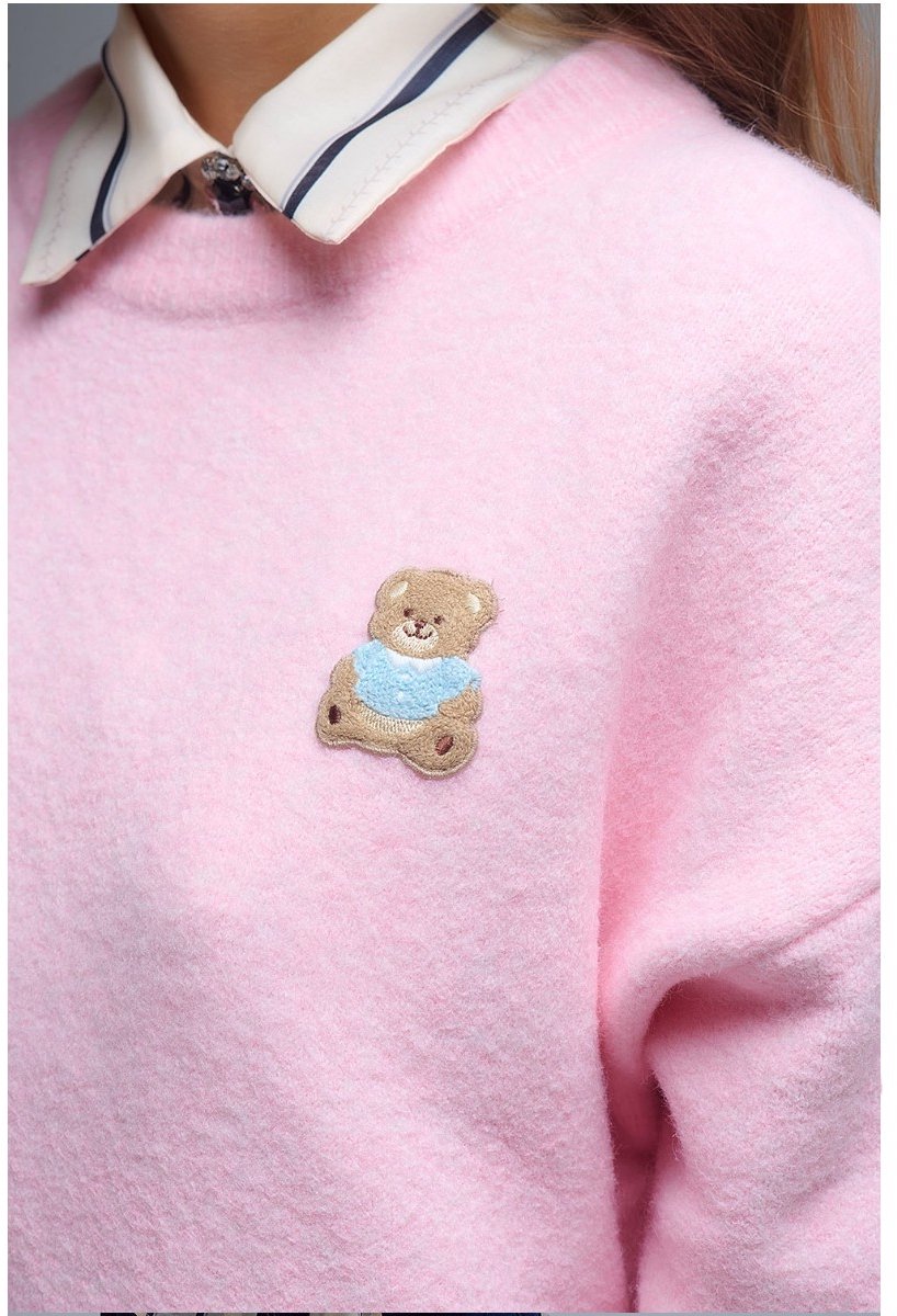 Grijze Trui Teddy Bear - Trendy Zachte Truien - Fashion Dames Sweaters - Beertjes Print - One size - Grijs — cadeau in Mode & Accessoires - foto 2