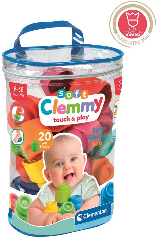 Clementoni Soft Clemmy - Stapelblokken - Baby Blokken - 20 Zachte Speelblokken - 6-36 maanden