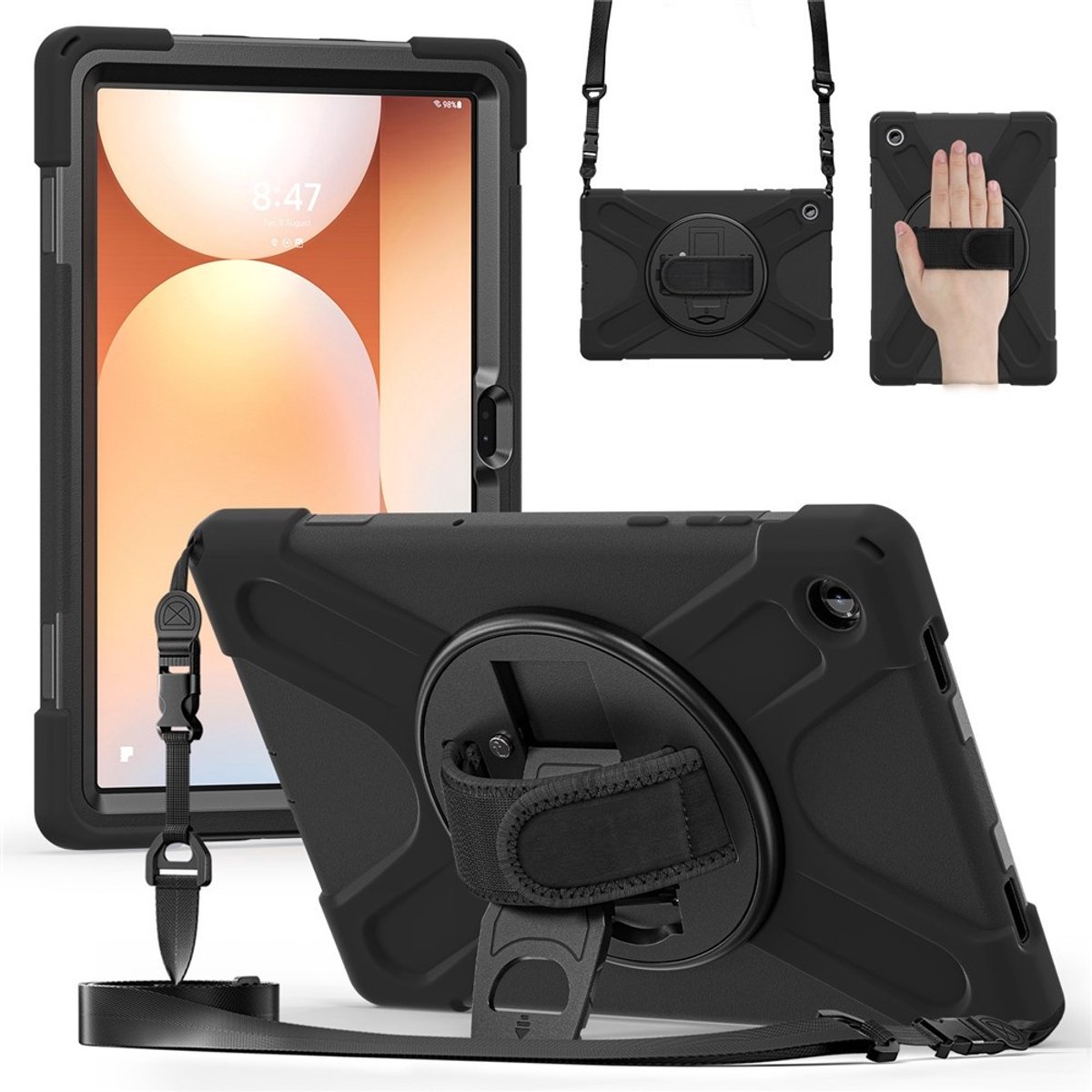 Coverup Tablethoes geschikt voor Samsung Galaxy Tab A11 Plus Hoesje - Heavy Duty Case met Schouderstrap - Zwart