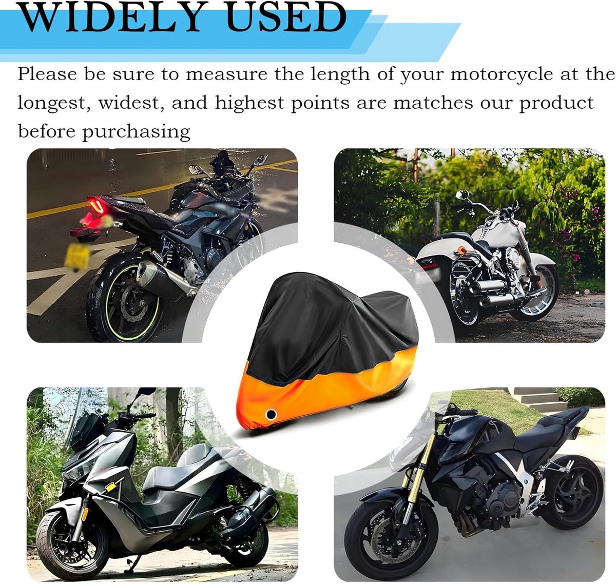 Motorhoes - 265*105*125CM - Scooterhoes - Motorfietshoezen - Waterdichte - 190T - Geschikt voor Binnen en Buiten - beschermt tegen uv-regen,stof,sneeuw - Oranje – foto 5