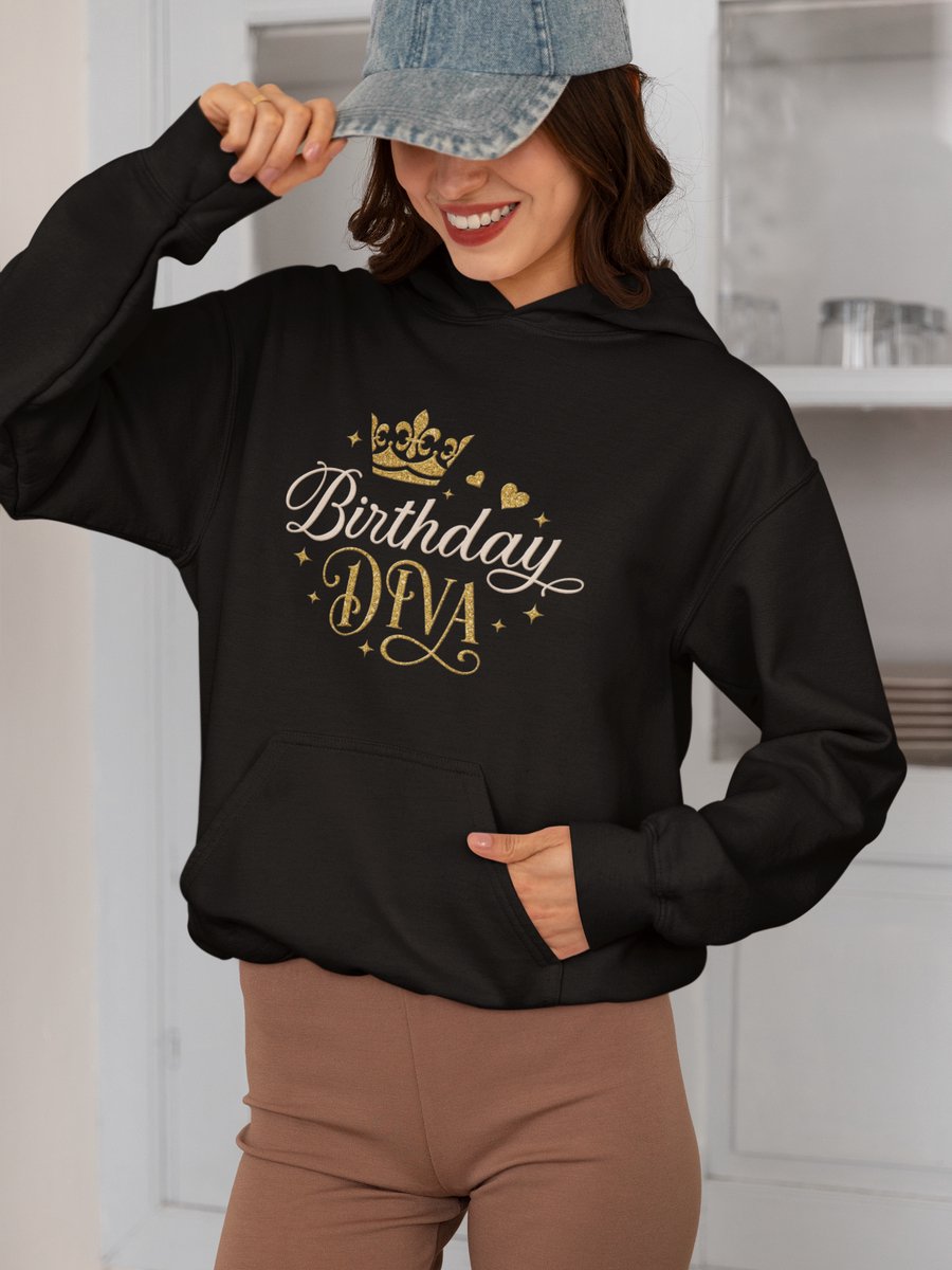Birthday Diva - Verjaardag Hoodie Zwart - Grappig Hoodie - Maat XL - Verjaardag Cadeau Vrouwen - Limited Edition
