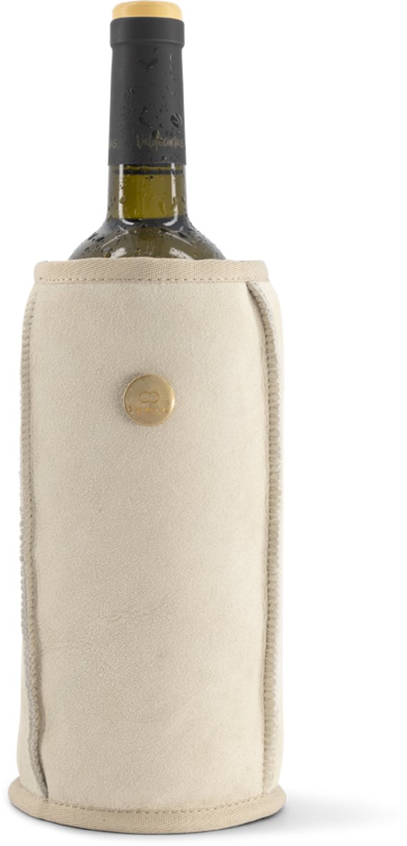 Kywie® wijnkoeler van schapenvacht – 100% natuurlijk – 0,75l – temperatuurbehoudend - geschikt voor wijnflessen, waterflessen en Dopper 800ML – Beige