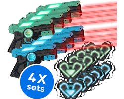 Silvergear Lasergame Set voor Kinderen 4-pack met 8 Laserguns en 8 Vesten - Interactief Speelgoed Pistool - Schietspel - Laser Tag Battle - Buitenspeelgoed - Cadeau voor Jongens en Meisjes - Vanaf 6 Jaar - Blauw en Groen