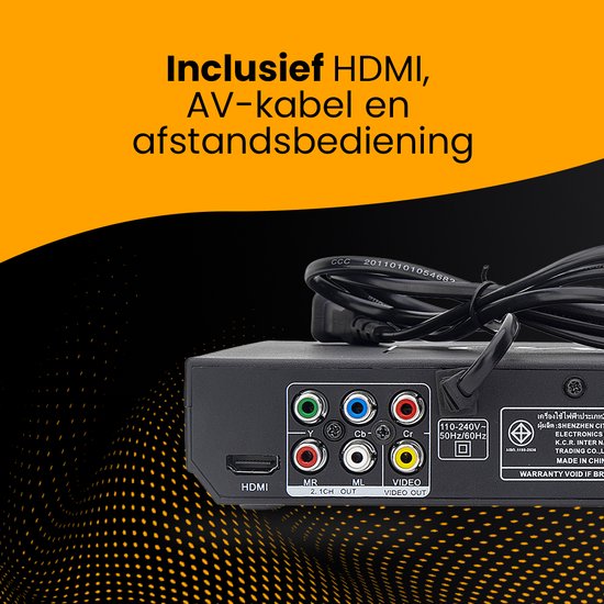 Premes DVD Speler Met HDMI - Full HD - 1080P - Inclusief HDMI, AV-Kabel En Afstandsbediening - USB - DVD En CD Speler van Premes — afbeelding 2