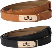 Slanke damesriem - Metalen gesp - Verstelbaar bereik 55-97 cm - Draaisluiting - Stijlvolle riem - Damescadeau - 100x1,8 cm - Geschikt om te combineren met jurken, jeans en jassen