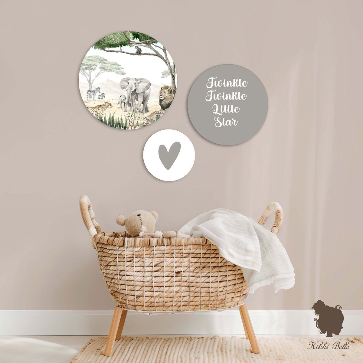 Muurcirkel set Savannah Jive Kikki Belle-kinderkameraccessoires-wanddecoratie-muurcirkel-jungle dieren
