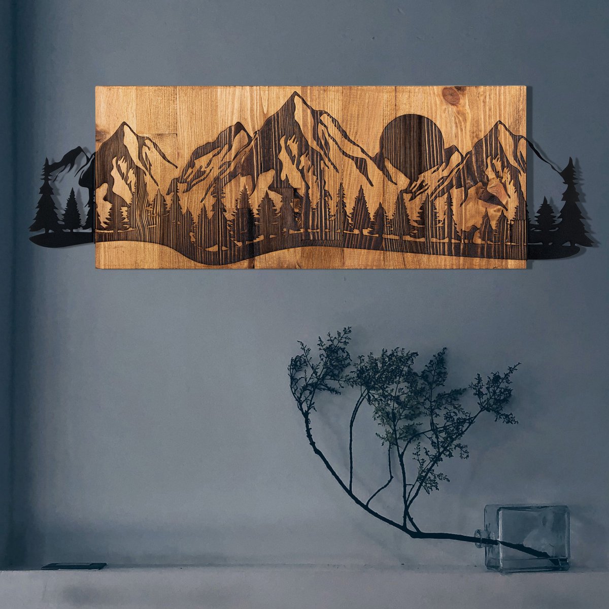 Enzo Decoratieve Houten Wandaccessoire | Houten Lijst | 75,5 X 24,5 Cm - Emob - Wooden_wall_decor - Zwart - Hout; Metaal