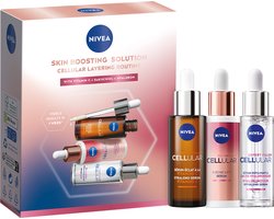 NIVEA Skin Boosting Solution Skincare Trial Geschenkset Vrouwen - Anti-Age Skincare - Cadeaupakket Verjaardag Vrouw - 3x Serum