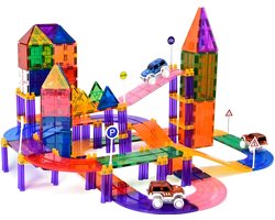 Magna Minds - Magnetic Tiles racebaan - Zelfrijdende auto - Magnetisch Speelgoed – 78 stuks - Constructie speelgoed - Magnetische tegels - Montessori speelgoed - Magnetic toys - Magnetische bouwstenen - Speelgoed Kinderen