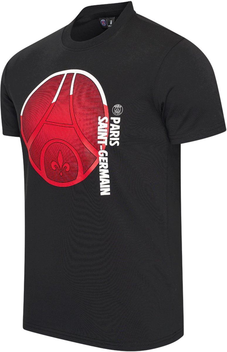 PSG Big Logo T-Shirt Heren - Maat M - Zwart - Voetbal T-Shirt - Paris Saint-Germain - 100% Katoen - Officiële PSG Fanmerchandise