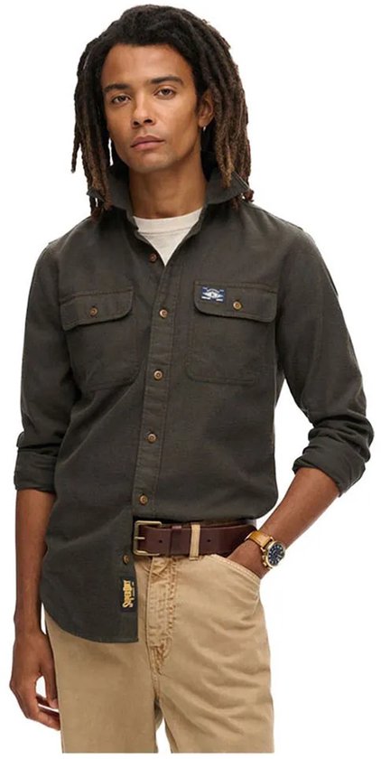 Chemise de travail en flanelle Superdry vert foncé