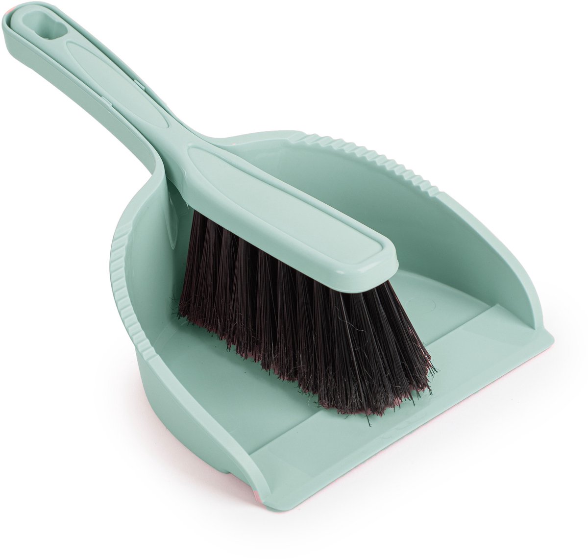 Plasticforte Stoffer en blik set - Small Size - groen - zachte borstel - kunststof - 24 x 17 cm