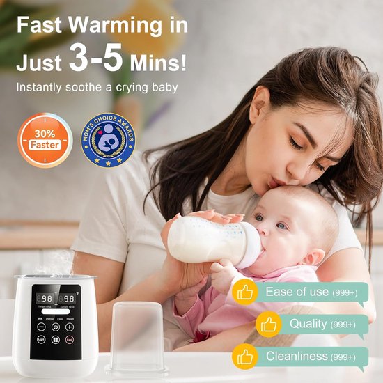 10-in-1 flessenwarmer - Met nauwkeurige temperatuurregeling - warmtebehoud- en voedselverwarmingsfuncties - Geschikt voor alle soorten flessen - Wordt geleverd met een nachtlampje en LED-display. van Merkloos — afbeelding 2