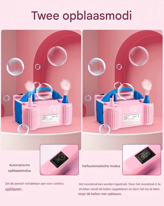 Elektrische ballonpomp 600W – dubbele spuitmond, auto/semi-automatisch,snel en eenvoudig ballonnen opblazen – ideaal voor feestjes en decoratie — afbeelding 5
